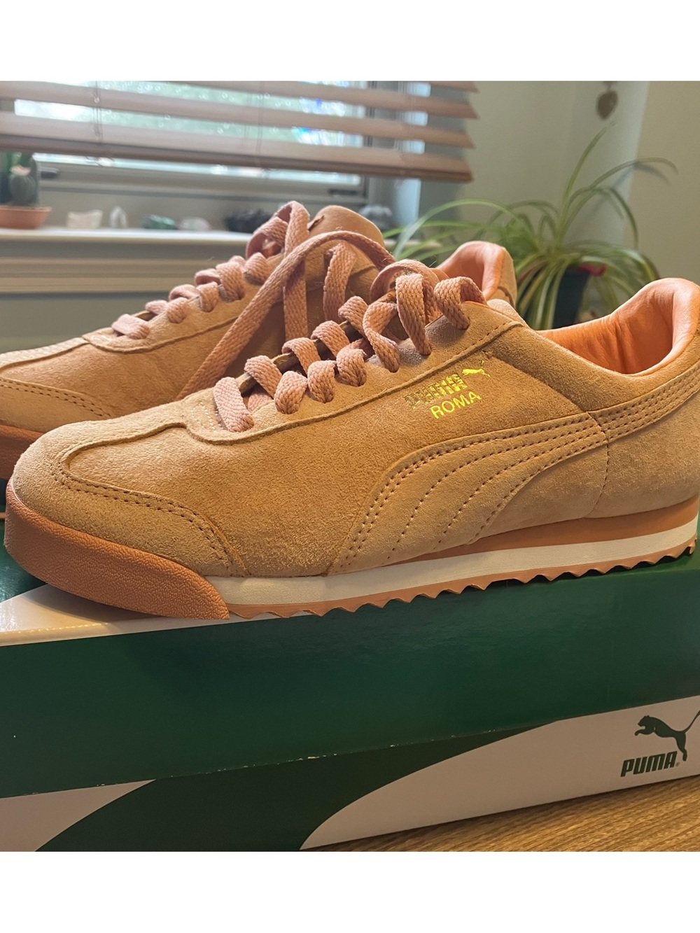 Size 6.5 Puma Roma Suede Sneakers in Dusty Coral
